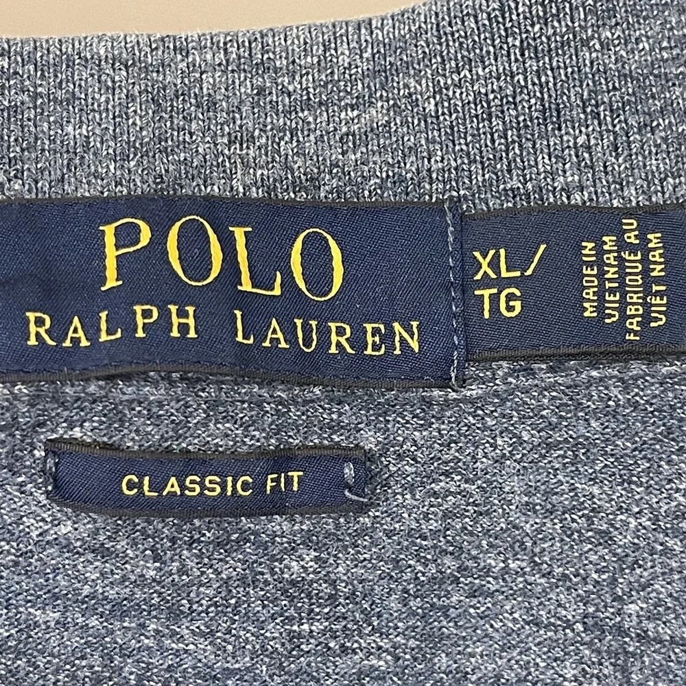 Ralph Lauren Men's Polo Shirt Classic Fit Blue Marled Red Pony Size XL
